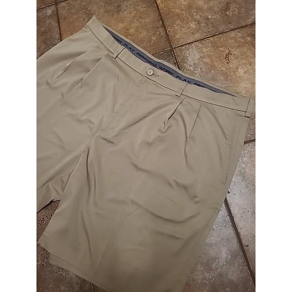 Roundtree & Yorke Performance Shorts 2 Pairs Mens 46B Khaki Work Play Golf Big - Picture 6 of 8